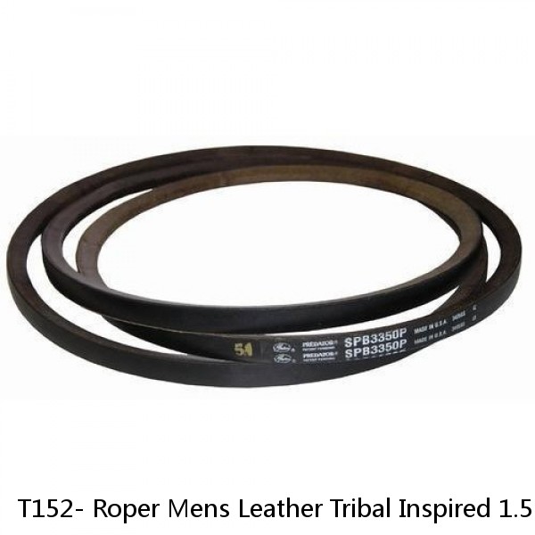 T152- Roper Mens Leather Tribal Inspired 1.5" Wide Belt Aztec Whipstich Brown U- #1 small image