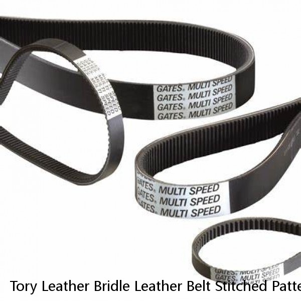 Tory Leather Bridle Leather Belt Stitched Pattern Brass Buckle Belt Havana U-2-V #1 image